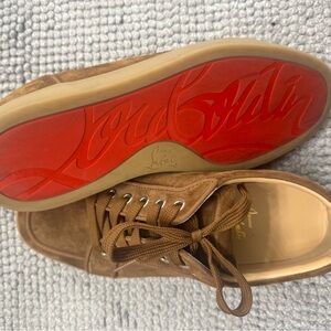 Christian Louboutin Men's Tan Sneakers with Red Soles